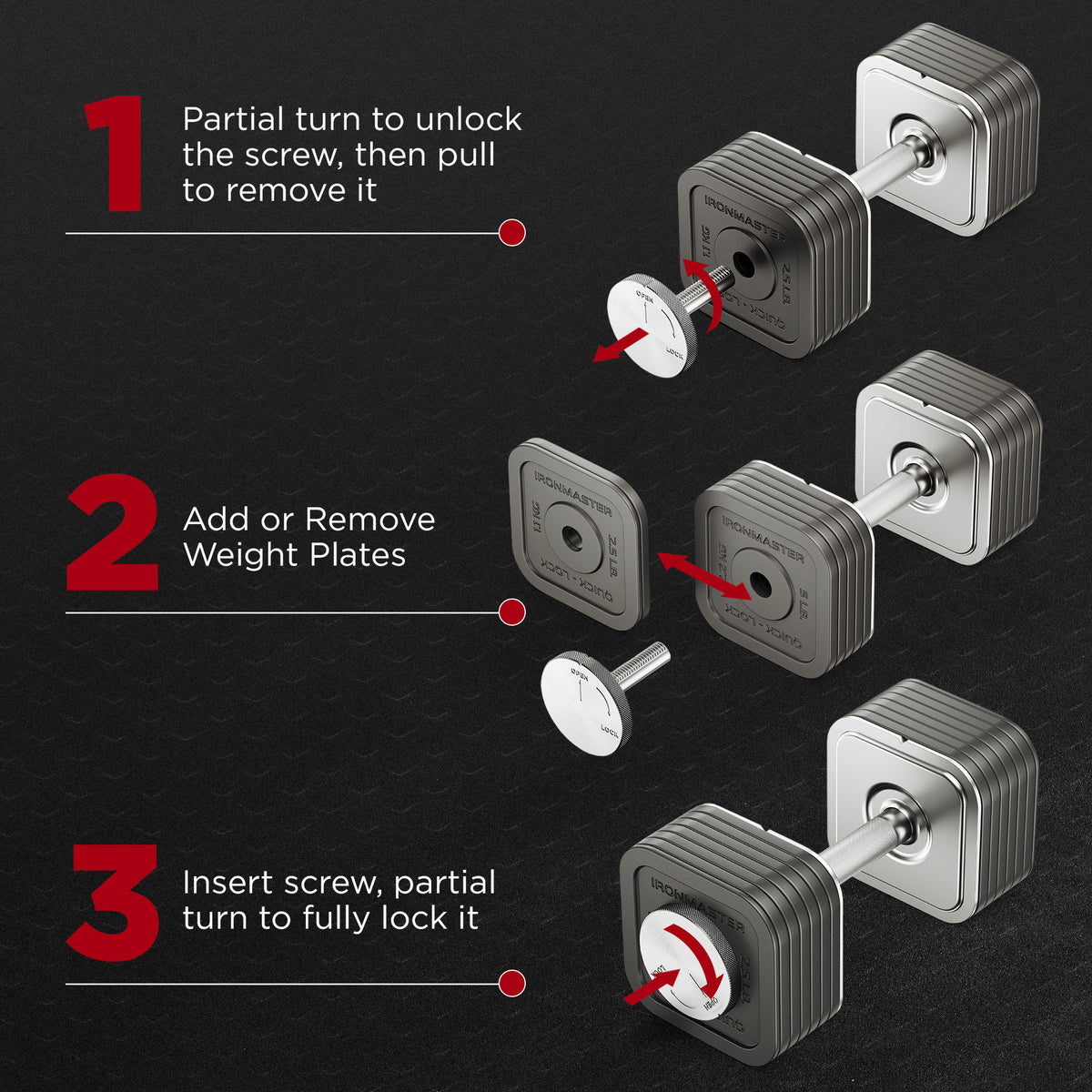 Quick-Lock Adjustable Dumbbell System 45 lb Set