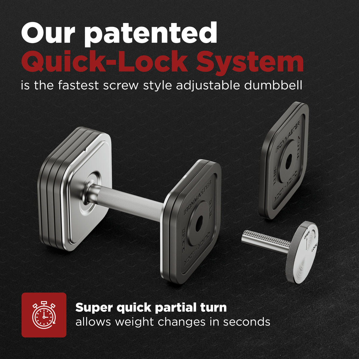 Quick-Lock Adjustable Dumbbell System 45 lb Set
