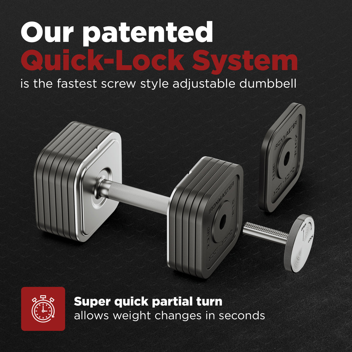 Quick-Lock Adjustable Dumbbell System 75 lb Set